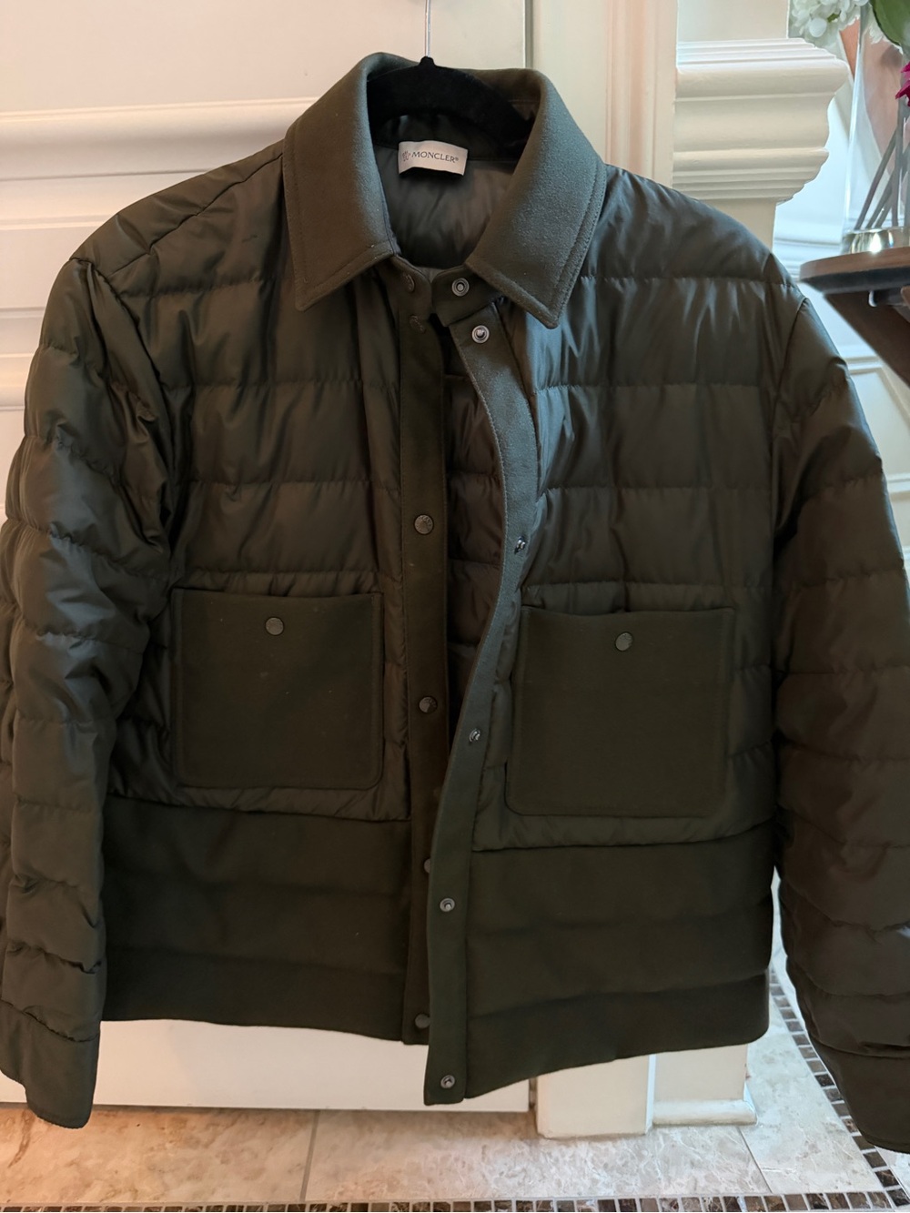 Moncler Teal Quilted Horizontal Puffer Jacket